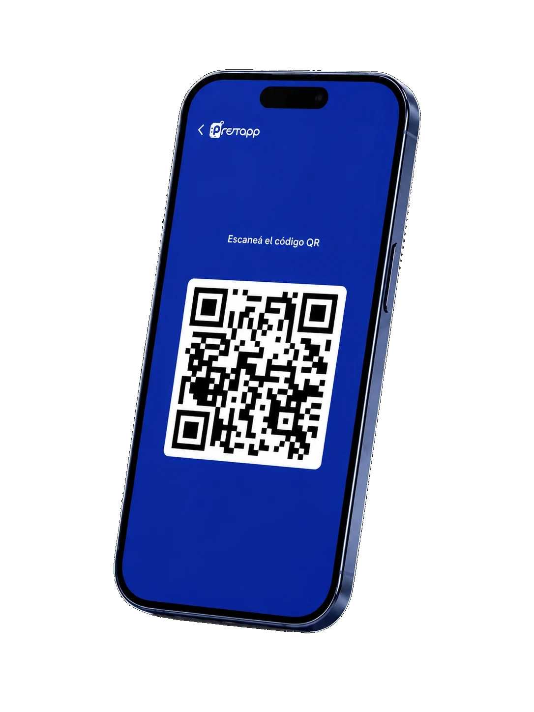 Celular con código QR de PrestApp